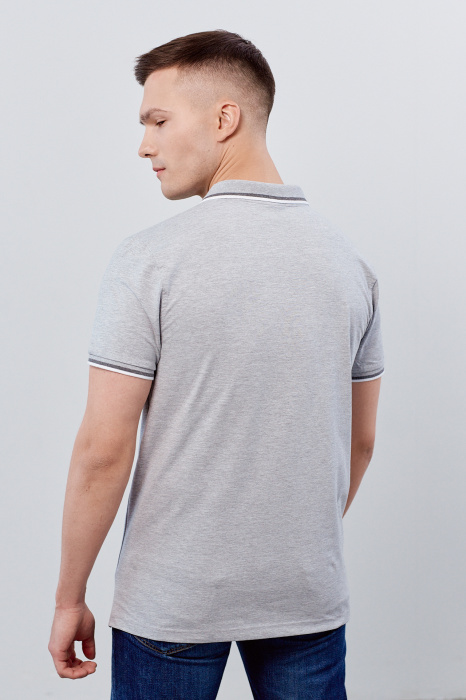 Серая рубашка поло арт. 05 прямого кроя, 92% хлопок, 8% эластан, 200 гр/м2, оптом | Мерч, униформа и текстиль для бизнеса  фото-4