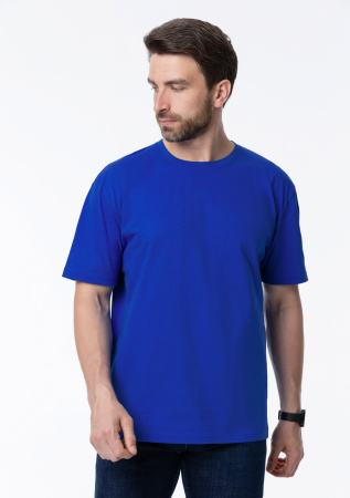 Синяя футболка арт. 02 прямого кроя из 100% хлопка, 160 гр/м2, оптом | Мерч, униформа и текстиль для бизнеса  photo-4