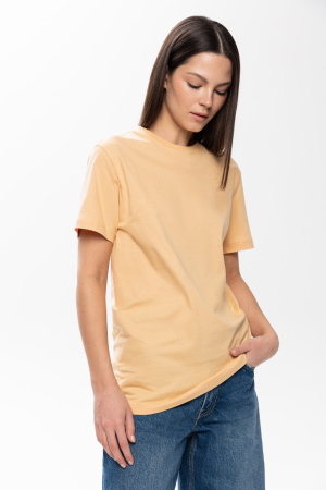 Бежевая футболка арт. 02 прямого кроя из 100% хлопка, 160 гр/м2, оптом | Мерч, униформа и текстиль для бизнеса  photo-5