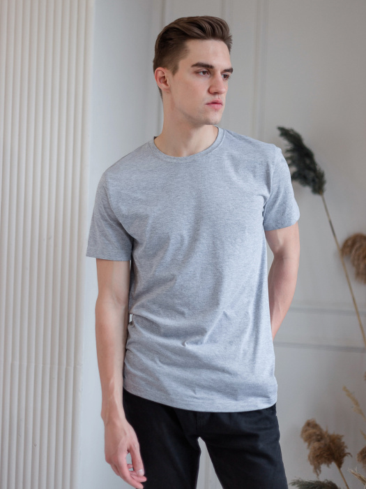 Серая футболка арт. 02 прямого кроя из 100% хлопка, 160 гр/м2, оптом | Мерч, униформа и текстиль для бизнеса  фото-3