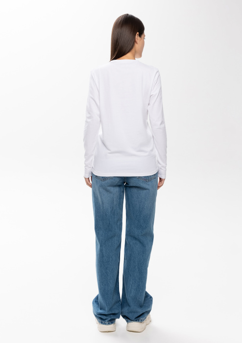Белая футболка с длинными рукавами арт. 35 прямого кроя, состав 92% хлопок 8% эластан, 180 гр/м2, оптом | Мерч, униформа и текстиль для бизнеса фото-4