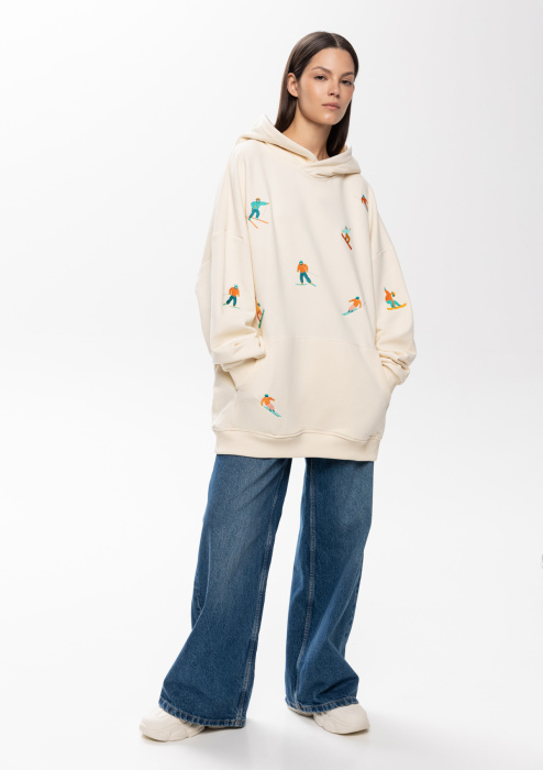 Худи унисекс STAN оверсайз футер без начёса 350, 66, Молочный (11) | Мерч, униформа и текстиль для бизнеса фото-4