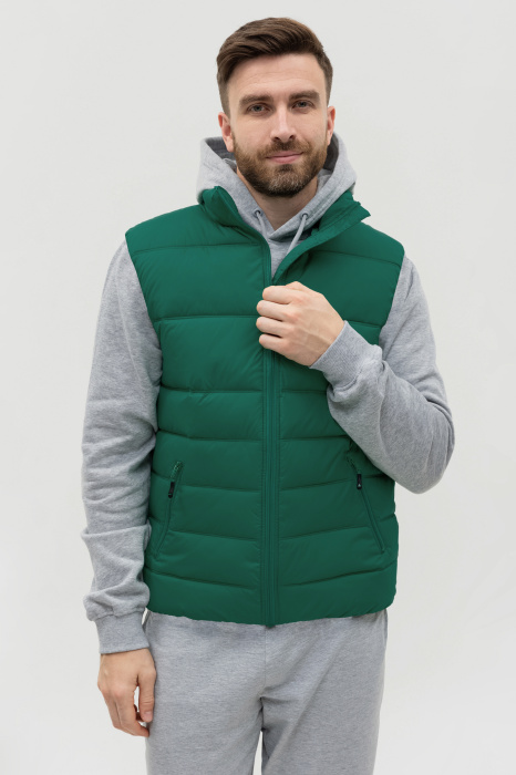 Темно-зеленый однотонный утепленный жилет арт. 82, 100% нейлон, оптом | Мерч, униформа и текстиль для бизнеса фото-2
