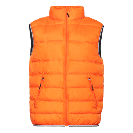 Оранжевый однотонный утепленный жилет арт. 82 с контрастным кантом, 100% нейлон, оптом | Мерч, униформа и текстиль для бизнеса photo-0