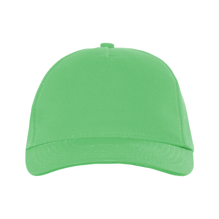 Ярко-зеленая детская бейсболка арт. 10J, 5 клиньев из 100% хлопка, 150 гр/м2, оптом | Мерч, униформа и текстиль для бизнеса  фото-1