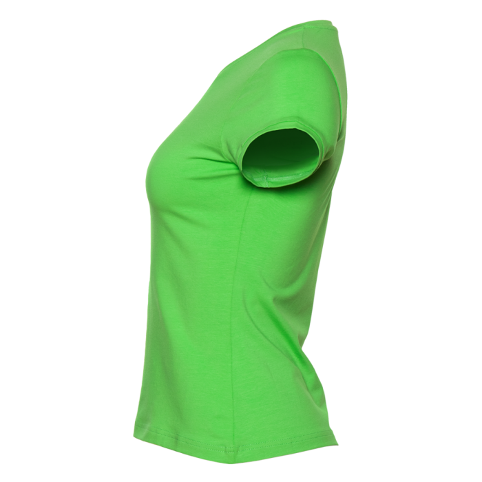 Женская ярко-зеленая футболка арт. 07U приталенного силуэта, 92% хлопок и 8% эластан, 180 гр/м2, оптом | Мерч, униформа и текстиль для бизнеса  фото-2