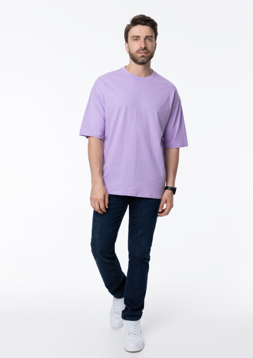 Лавандовая футболка арт. 39 оверсайз кроя, из 100% хлопка, 140 гр/м2, оптом | Мерч, униформа и текстиль для бизнеса   фото-4