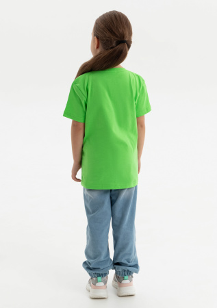Ярко-зелёная детская футболка арт. 06U оверсайз кроя из 100% хлопка, 140 гр/м2, оптом | Мерч, униформа и текстиль для бизнеса photo-5