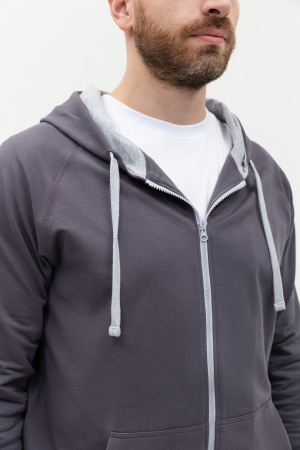 Толстовка мужская STAN с капюшоном на молнии футер без начёса 260, 61, Т-серый (100) | Мерч, униформа и текстиль для бизнеса photo-8
