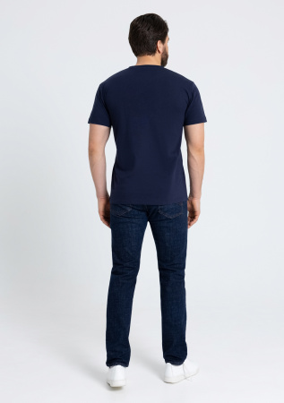 Тёмно-синяя футболка арт. 08U прямого кроя из 100% хлопка, 180 гр/м2, оптом | Мерч, униформа и текстиль для бизнеса  photo-5