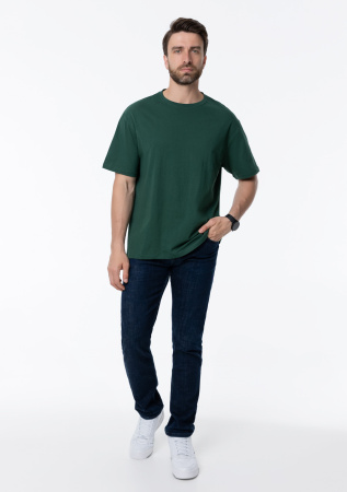 Темно-зеленая футболка арт. 02 прямого кроя из 100% хлопка, 160 гр/м2, оптом | Мерч, униформа и текстиль для бизнеса  photo-5