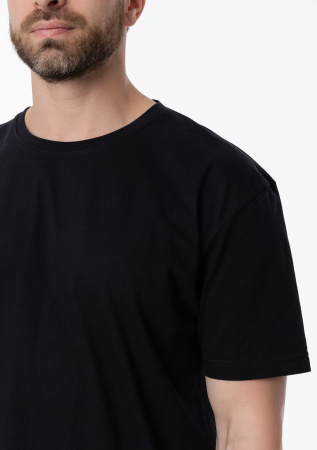 Чёрная футболка арт. 02 прямого кроя из 100% хлопка, 160 гр/м2, оптом | Мерч, униформа и текстиль для бизнеса  photo-8
