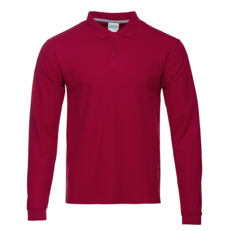 Рубашка поло мужская STAN длинный рукав хлопок/полиэстер 185, 104S, Бордовый (66) | Мерч, униформа и текстиль для бизнеса photo-0