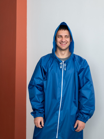 Синий однотонный дождевик арт. 305, Taffeta 190 T PU (100% полиэстер) | Мерч, униформа и текстиль для бизнеса photo-3