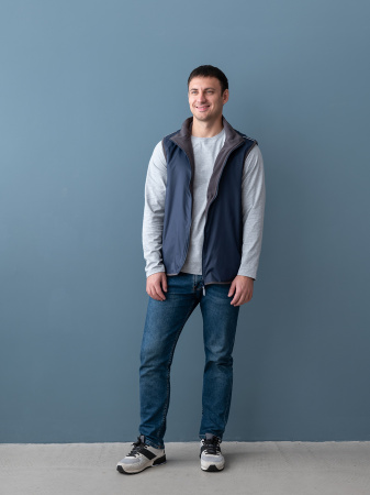 Темно-синий однотонный двухсторонний жилет арт. 24N, Taffeta 210T, оптом | Мерч, униформа и текстиль для бизнеса photo-5