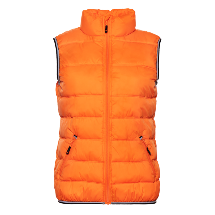 Оранжевый однотонный утепленный женский жилет арт. 82W, 100% нейлон, оптом | Мерч, униформа и текстиль для бизнеса фото-0