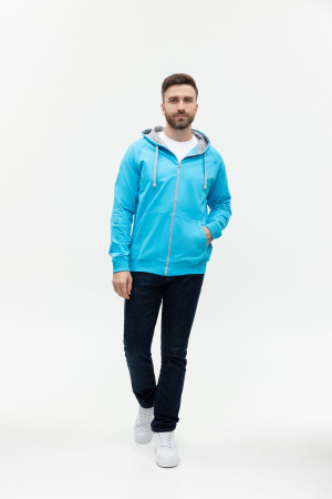 Толстовка мужская STAN с капюшоном на молнии футер без начёса 260, 61, Бирюзовый (32) | Мерч, униформа и текстиль для бизнеса photo-5