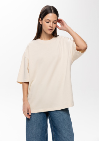 Молочная футболка арт. 40 оверсайз кроя, состав 65% хлопок 35% полиэстер, 260 гр/м2, оптом| Мерч, униформа и текстиль для бизнеса   photo-7