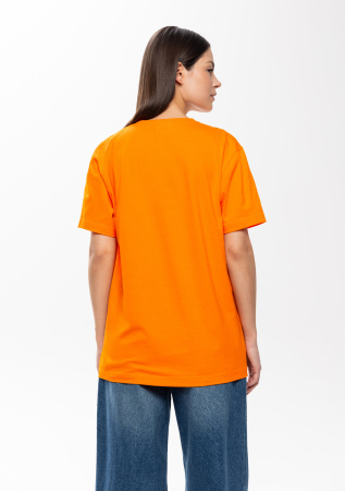 Оранжевая футболка арт. 02 прямого кроя из 100% хлопка, 160 гр/м2, оптом | Мерч, униформа и текстиль для бизнеса  photo-8