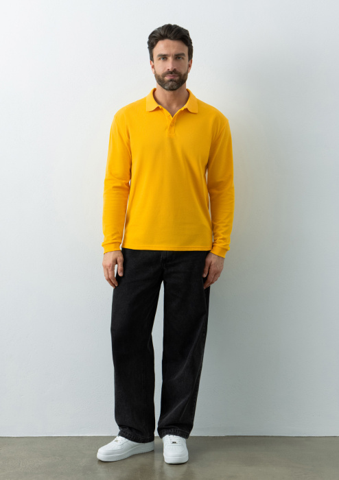 Рубашка поло унисекс STAN длинный рукав хлопок/полиэстер 185, 104S, Жёлтый (12) | Мерч, униформа и текстиль для бизнеса фото-4