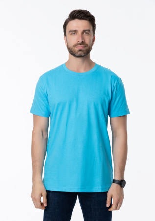 Бирюзовая футболка арт. 51 прямого кроя из 100% хлопка, 150 гр/м2, оптом | Мерч, униформа и текстиль для бизнеса  photo-7