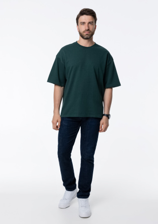 Темно-зеленая футболка арт. 40 оверсайз кроя, состав 65% хлопок 35% полиэстер, 260 гр/м2, оптом| Мерч, униформа и текстиль для бизнеса photo-4