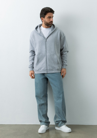 Серая толстовка оверсайз кроя арт. 100 из 100% хлопка (верх) и 100% полиэстера (подклад), 320 гр/м2, оптом | Мерч, униформа и текстиль для бизнеса  photo-2