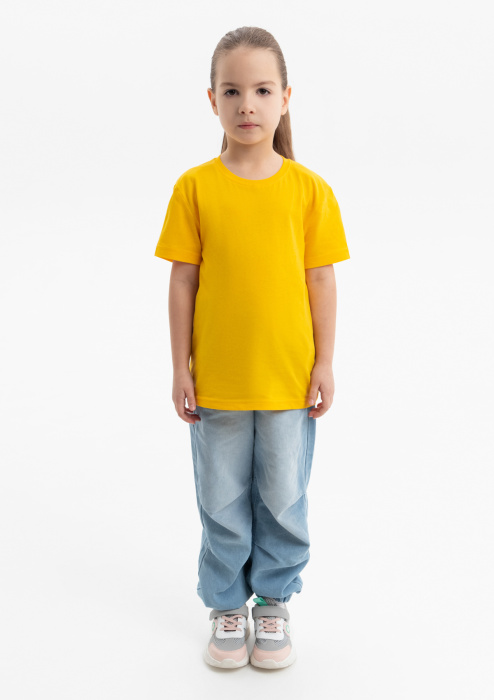Жёлтая детская футболка арт. 06U оверсайз кроя из 100% хлопка, 140 гр/м2, оптом | Мерч, униформа и текстиль для бизнеса фото-3
