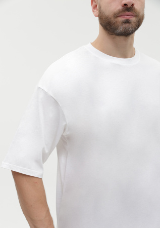 Белая футболка арт. 56 оверсайз кроя из 100% хлопка, 240 гр/м2, оптом | Мерч, униформа и текстиль для бизнеса  photo-9