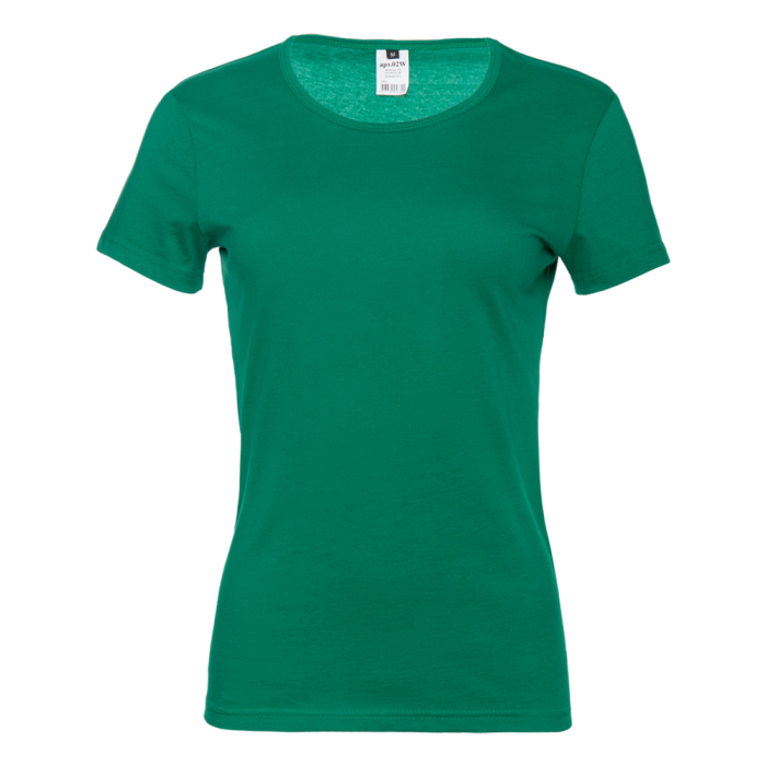Женская зеленая футболка арт. 02W приталенного силуэта из 100% хлопка, 150 гр/м2, оптом | Мерч, униформа и текстиль для бизнеса 
 фото-0