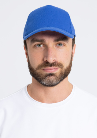 Синяя бейсболка арт. 01, 5 клиньев из 100% хлопка, 330 гр/м2, оптом | Мерч, униформа и текстиль для бизнеса  photo-5