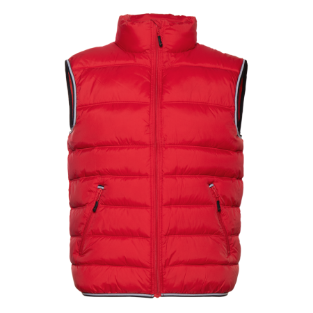 Красный однотонный утепленный жилет арт. 82 с контрастным кантом, 100% нейлон, оптом | Мерч, униформа и текстиль для бизнеса photo-0