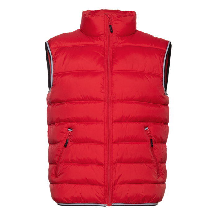 Красный однотонный утепленный жилет арт. 82 с контрастным кантом, 100% нейлон, оптом | Мерч, униформа и текстиль для бизнеса фото-0