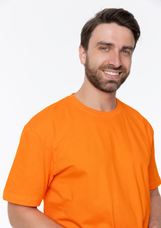 Оранжевая футболка арт. 02 прямого кроя из 100% хлопка, 160 гр/м2, оптом | Мерч, униформа и текстиль для бизнеса  photo-11