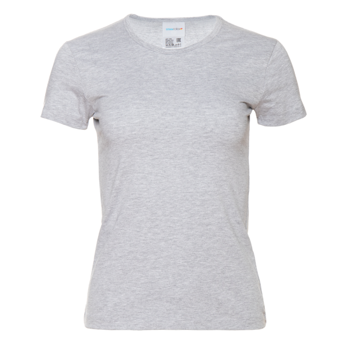 Женская темно-серая футболка арт. 37W приталенного силуэта, 92% хлопок и 8% эластан, 180 гр/м2, оптом | Мерч, униформа и текстиль для бизнеса 
 фото-0