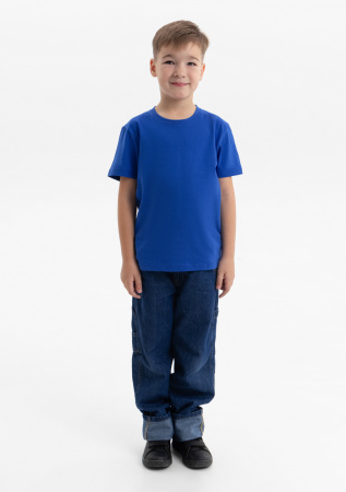Синяя детская футболка арт. 06U оверсайз кроя из 100% хлопка, 140 гр/м2, оптом | Мерч, униформа и текстиль для бизнеса photo-7