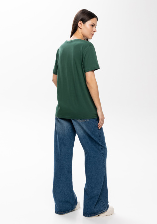 Тёмно-зелёная футболка арт. 02 прямого кроя из 100% хлопка, 160 гр/м2, оптом | Мерч, униформа и текстиль для бизнеса  photo-6