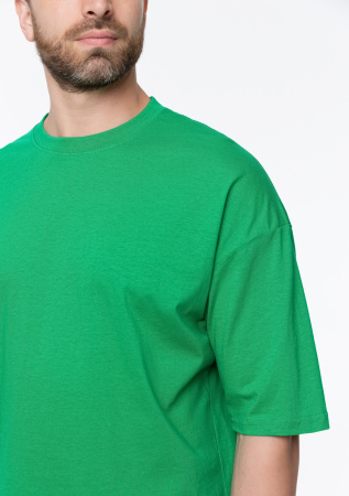 Зелёная футболка арт. 39 оверсайз кроя, из 100% хлопка, 140 гр/м2, оптом | Мерч, униформа и текстиль для бизнеса   photo-5