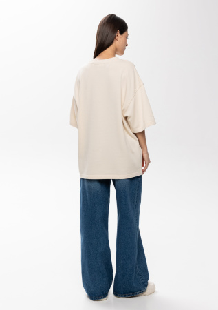 Молочная футболка арт. 40 оверсайз кроя, состав 65% хлопок 35% полиэстер, 260 гр/м2, оптом| Мерч, униформа и текстиль для бизнеса   photo-6