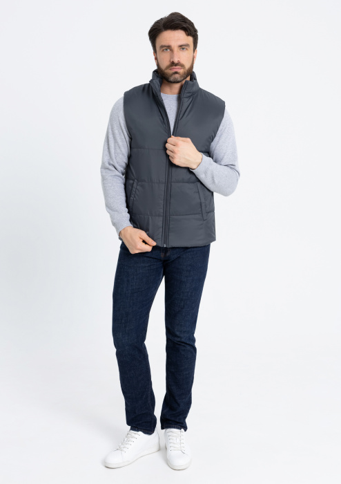 Графитовый однотонный утепленный жилет арт. 84, 100% нейлон, оптом | Мерч, униформа и текстиль для бизнеса фото-2