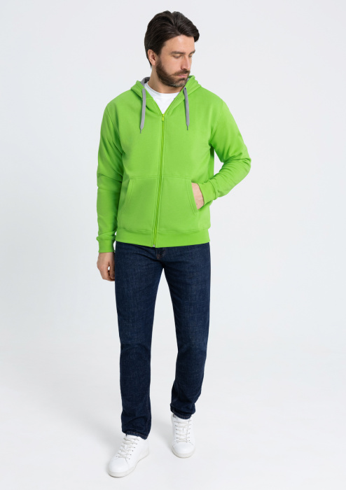 Толстовка  мужская STAN с капюшоном на молнии  футер с начёсом 280, 17,Ярко-зелёный (26) | Мерч, униформа и текстиль для бизнеса фото-4