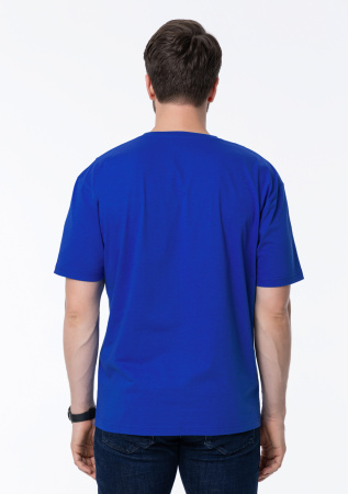 Синяя футболка арт. 02 прямого кроя из 100% хлопка, 160 гр/м2, оптом | Мерч, униформа и текстиль для бизнеса  photo-7