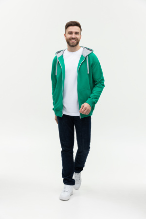 Толстовка мужская STAN с капюшоном на молнии футер без начёса 260, 61, Зелёный (30) | Мерч, униформа и текстиль для бизнеса photo-4