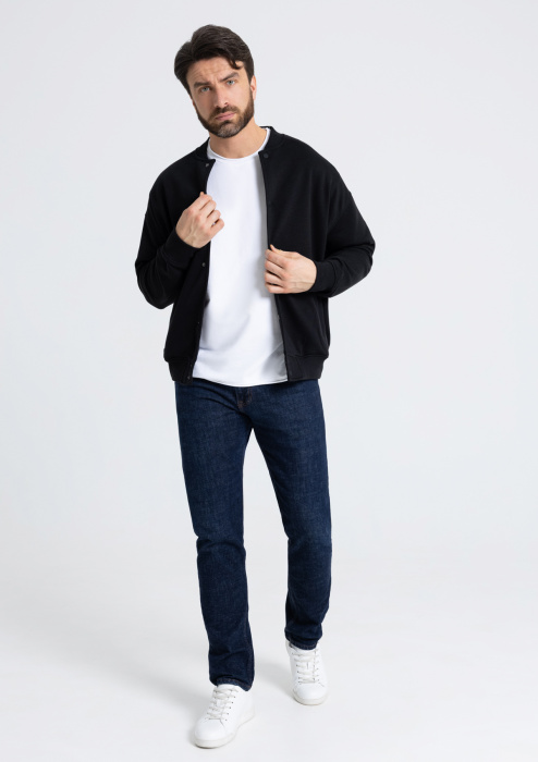 Черный однотонный бомбер арт. 70, футер 3-нитка (70% хлопок, 30% эластан), оптом | Мерч, униформа и текстиль для бизнеса фото-4
