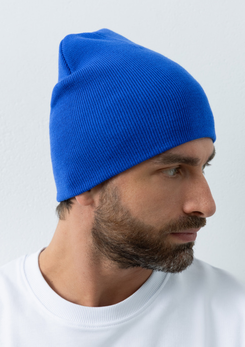 Синяя шапка арт. 016 из 100% акрила, 300 гр/м2, оптом | Мерч, униформа и текстиль для бизнеса  фото-2