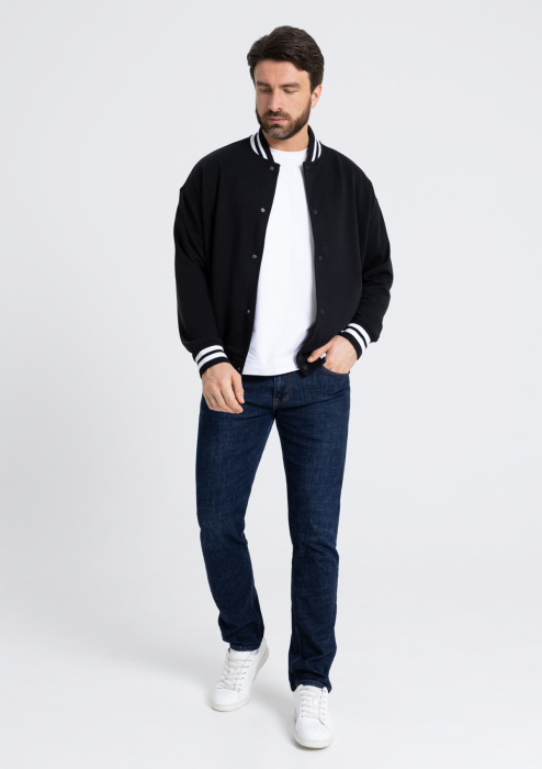 Черный бомбер арт. 71 с контрастом, футер 3-нитка (70% хлопок, 30% эластан), оптом | Мерч, униформа и текстиль для бизнеса фото-2