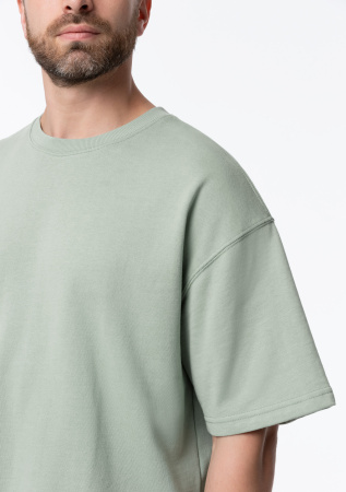 Светло-зеленая футболка арт. 40 оверсайз кроя, состав 65% хлопок 35% полиэстер, 260 гр/м2, оптом| Мерч, униформа и текстиль для бизнеса photo-5