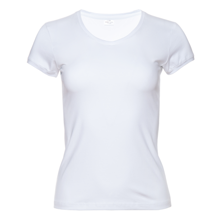 Женская белая футболка арт. 07U приталенного силуэта, 92% хлопок и 8% эластан, 180 гр/м2, оптом | Мерч, униформа и текстиль для бизнеса  photo-0
