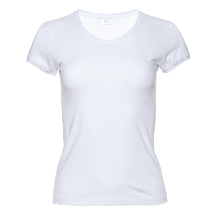 Женская белая футболка арт. 07U приталенного силуэта, 92% хлопок и 8% эластан, 180 гр/м2, оптом | Мерч, униформа и текстиль для бизнеса  фото-0