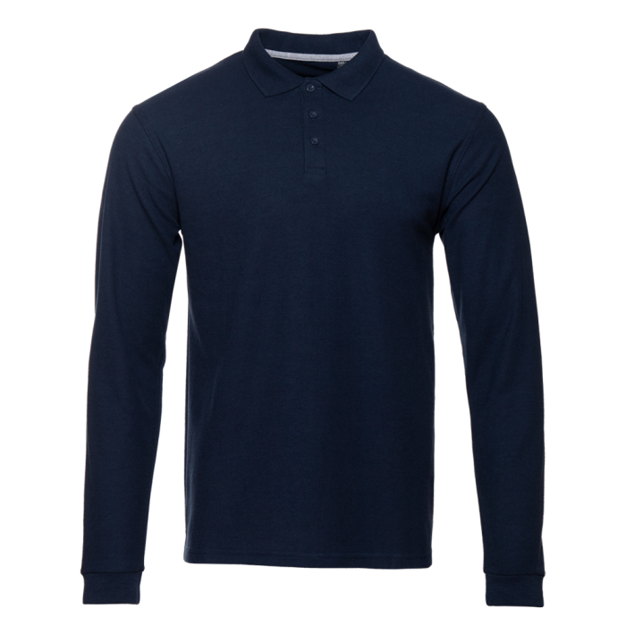 Темно-синяя рубашка поло с длинным рукавом арт. 04S, 65% хлопок, 35% полиэстер, 185 гр/м2, оптом | Мерч, униформа и текстиль для бизнеса  фото-0